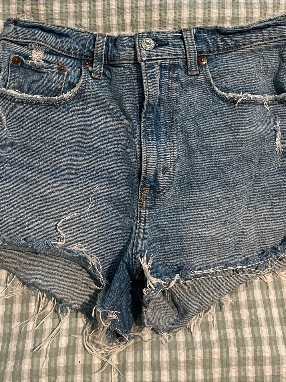 Abercrombie & Fitch Distressed Light Blue Denim Cutoff Shorts